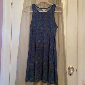 Natural Life mini tank dress, blue and gray floral, size medium